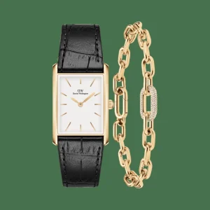 Daniel Wellington Bound Black Crocodile & Crystal Link Bracelet Gold>Donna Orologio Donna